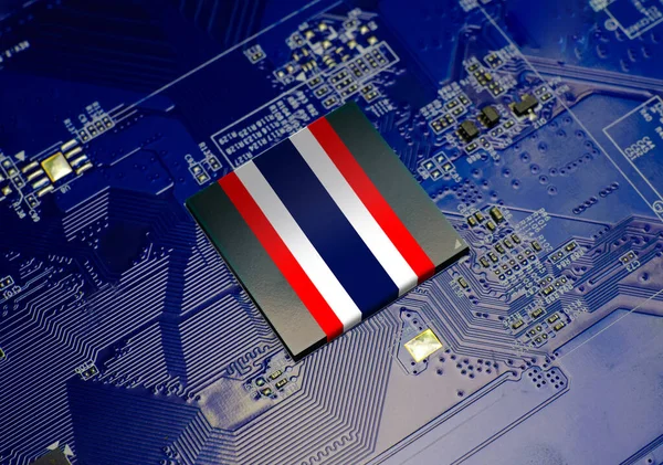 Thai National Flag Cpu Drift Chipset Dator Elektroniskt Kretskort Thailand — Stockfoto