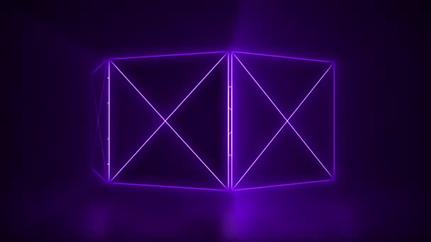Renderowanie Abstrakcyjne Geometryczne Tło Fluorescencyjne Światło Ultrafioletowe Świecące Linie Neonowe — Wideo stockowe