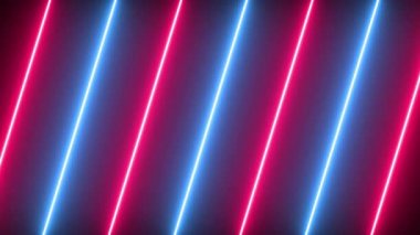 Mavi ve kırmızı neon lazer çizgileri soyut fütüristik hareket arkaplanı. Video animasyonu Ultra HD 4K 3840x2160