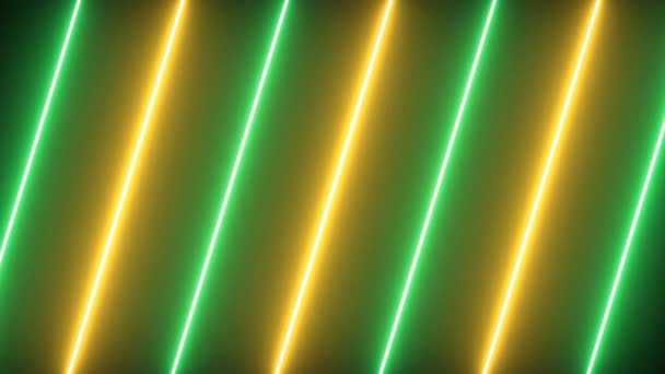 Linhas laser de néon verde e amarelo abstrato fundo movimento futurista. Animação de vídeo Ultra HD 4K 3840x2160 — Vídeo de Stock