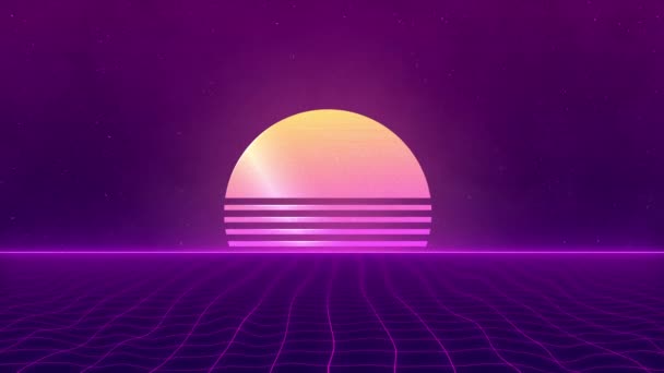 Sun Beach 80S Style Retro Futurism Background — Stock Video