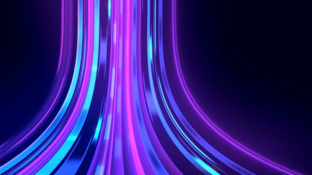 Świecące Neony Poruszają Się Zakrzywionym Strumieniu Animacja Zakrzywiony Strumień Szybko — Wideo stockowe