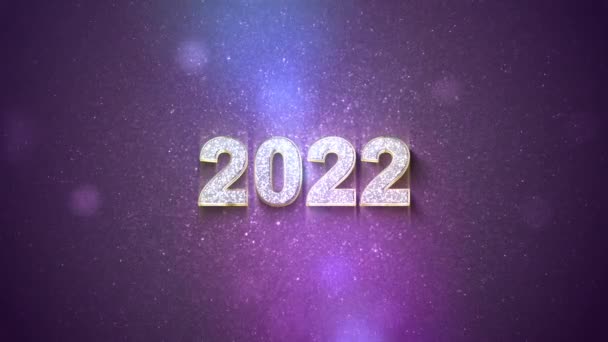 祝2022年新年快乐 2022号由金光闪闪的闪光粒子和发光光束形成 — 图库视频影像