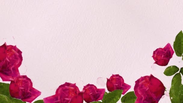 Marco de flores de acuarela para el diseño de raspado sobre fondo blanco. Animación Loop — Vídeos de Stock
