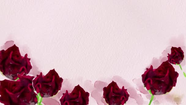 Marco de flores de acuarela para el diseño de raspado sobre fondo blanco. Animación Loop. — Vídeo de stock