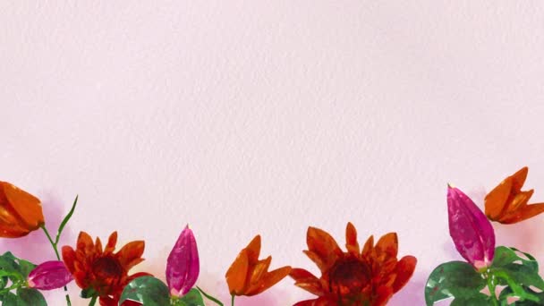 Watercolor flowered frame for scrping design on white background. Loop animation. — Stock Video