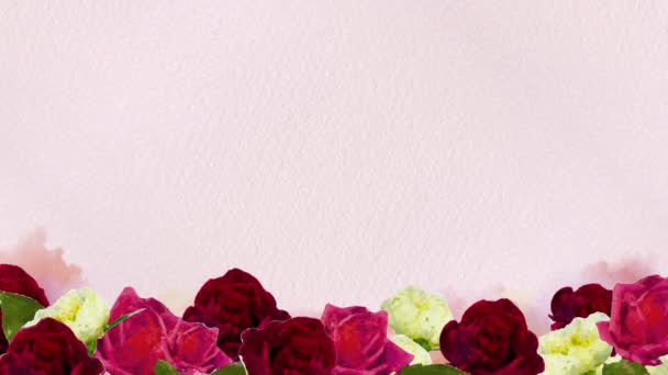 Cornice a fiori ad acquerello per la rottamazione su sfondo bianco. Animazione loop. — Video Stock