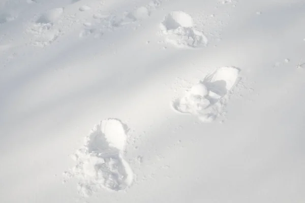 Cipőnyomok Hóban Veszély Sétál Hóban — Stock Fotó