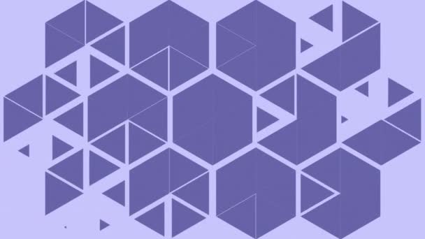 Геометрические Плитки Абстрактном Анимированном Шаблоне Многоцветная Динамическая Мозаика Фиолетовыми Элементами — стоковое видео