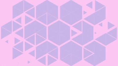 Soyut animasyon deseninde geometrik fayanslar. Çok peri menekşeli çok renkli dinamik mozaik. Düz bir dizaynda hareketli grafik arkaplan