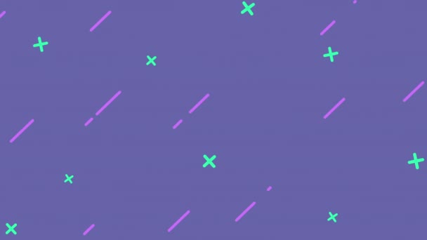 Абстрактный Анимационный Узор Геометрическими Плитками Многоцветная Динамическая Мозаика Фиолетовыми Элементами — стоковое видео