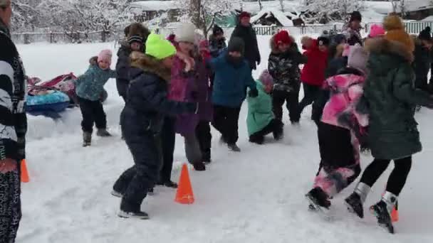 Saratow Russland Januar 2022 Kinder Feiern Masleniza Pfannkuchenwoche Rein Russischer — Stockvideo