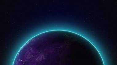 Dijitalleştirme Küresel Teknoloji kavramı. 3d Dünya Dijital Bağlı Ağ Arkaplanı. Dünya çapında Büyük Veri Bulutu. Işık Çizgileriyle Dünya Bağlantıları.