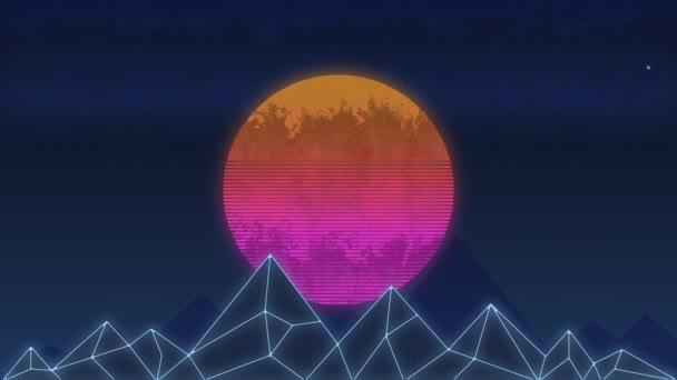 80S Retro Futuristic Sci Seamless Loop Retrowave Videogame Landscape Neon — Stock Video