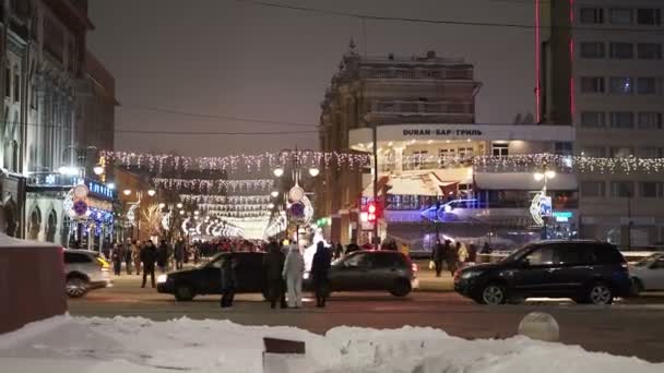 Saratov Russia Gennaio 2022 Vicolo Innevato Alberi Coperti Neve Inverno — Video Stock