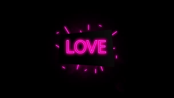 Liefde Valentijnsdag Bruiloft Neon Sms Jes Moderne Trend Design Nacht — Stockvideo