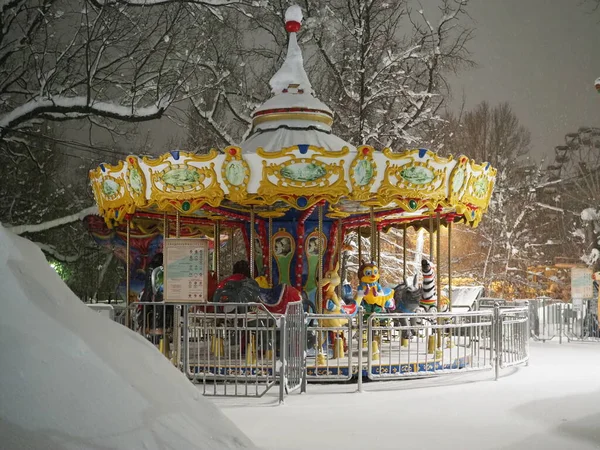 Saratov Russia Gennaio 2022 Giostra Colorata Bambini Con Animali Nel — Foto Stock