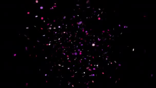 Colorato Arcobaleno Confetti Che Cade Animazione Sullo Schermo Sfondo Nero — Video Stock