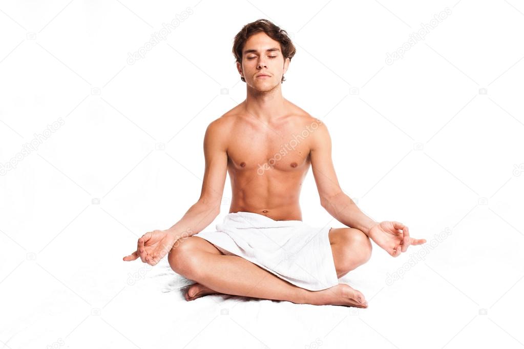 young man meditating