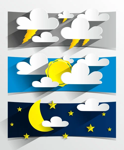 Banners criativos do tempo dos desenhos animados 3D — Vetor de Stock