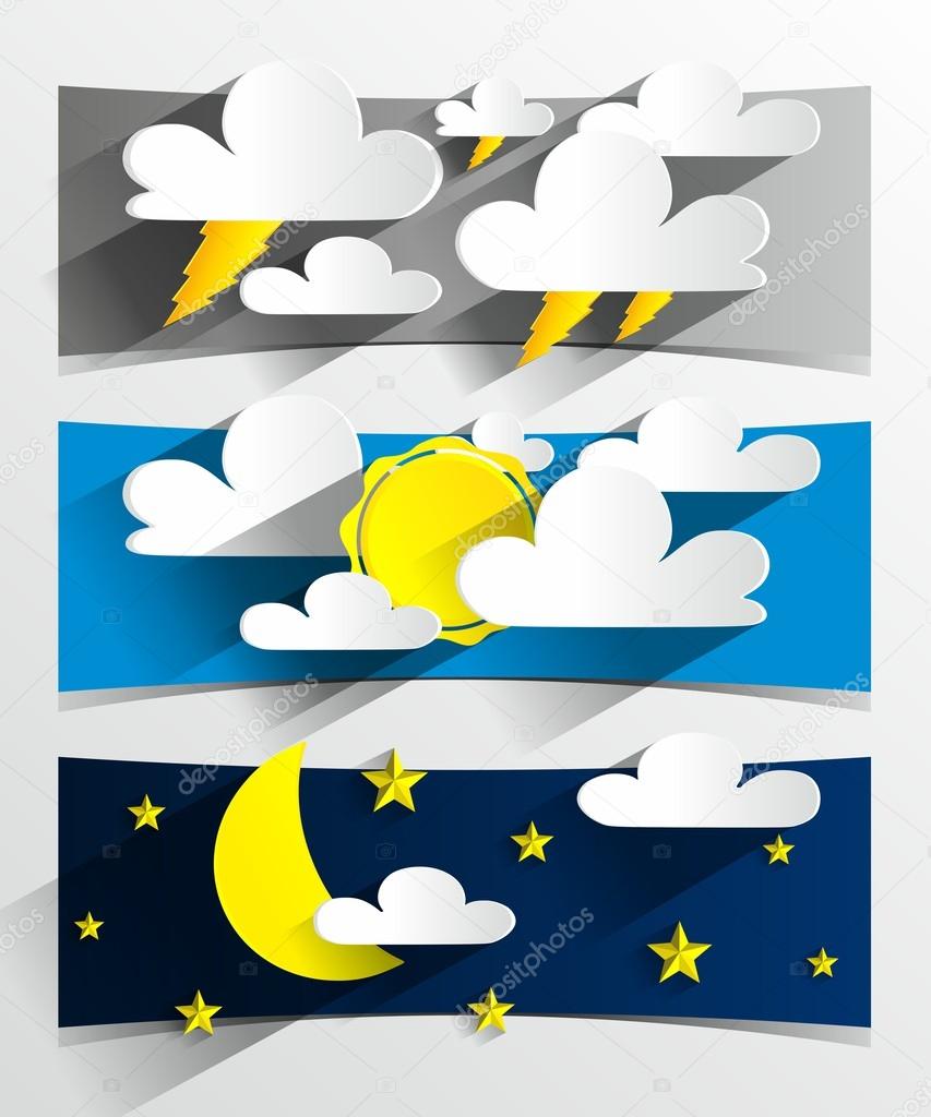 Creative 3D Cartoon Weather Banners