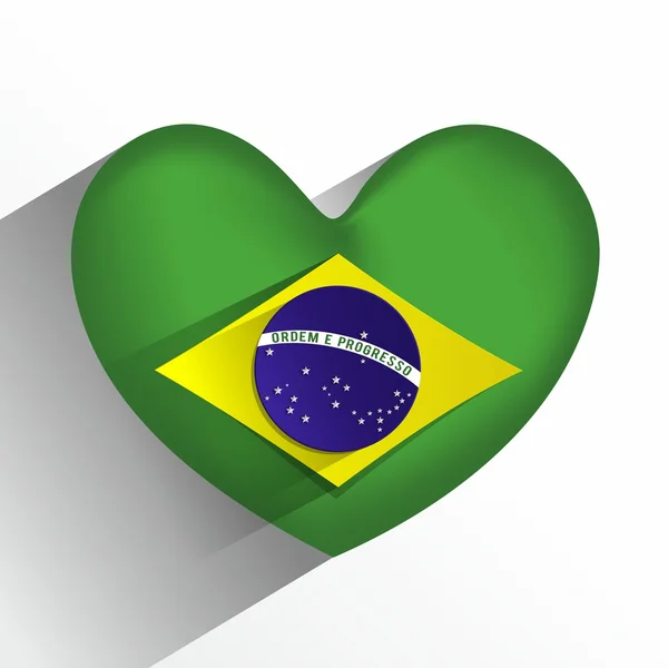 Bandeira do coração brasileiro abstrato criativo — Vetor de Stock
