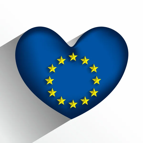 Resumen creativo Bandera del corazón de la Unión Europea — Archivo Imágenes Vectoriales