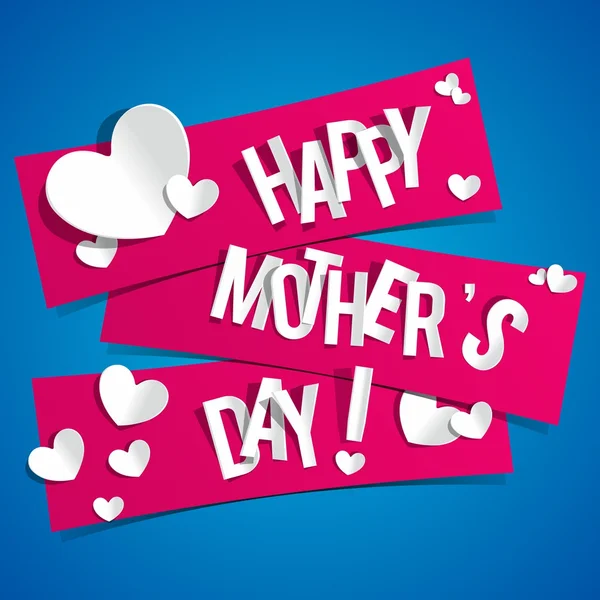 Carte créative de fête des mères heureuse avec des coeurs sur des rubans — Image vectorielle