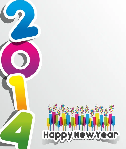 カラフルな抽象的な新年あけましておめでとうございます 2014年カード — ストックベクタ