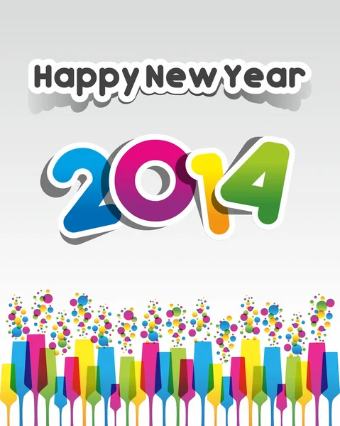 Colorato astratto felice anno nuovo 2014 Card — Vettoriale Stock