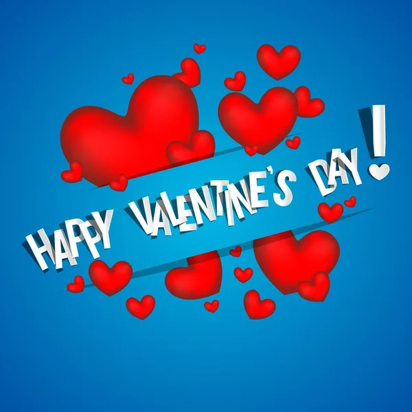 Tarjeta feliz día de San Valentín con corazones rojos — Vector de stock