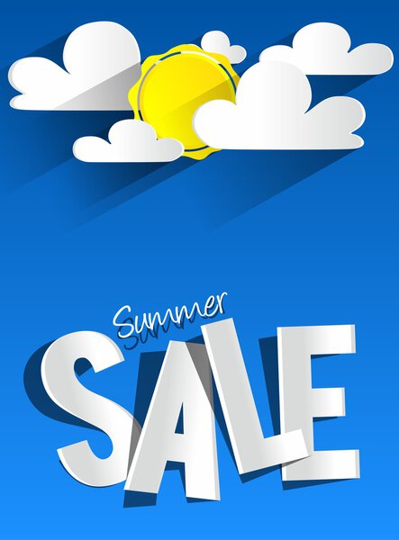 Hard Discount Summer Sale With Clouds And Sun