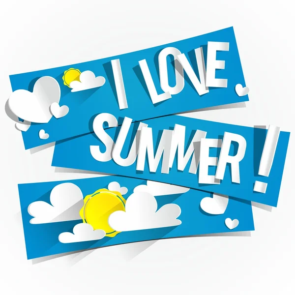 I Love Summer Banners — Stock Vector