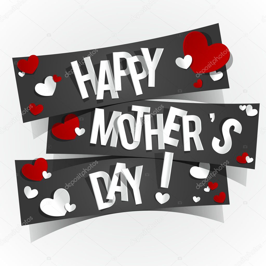 Creative Happy Mother's Day Card with Hearts vector illustration