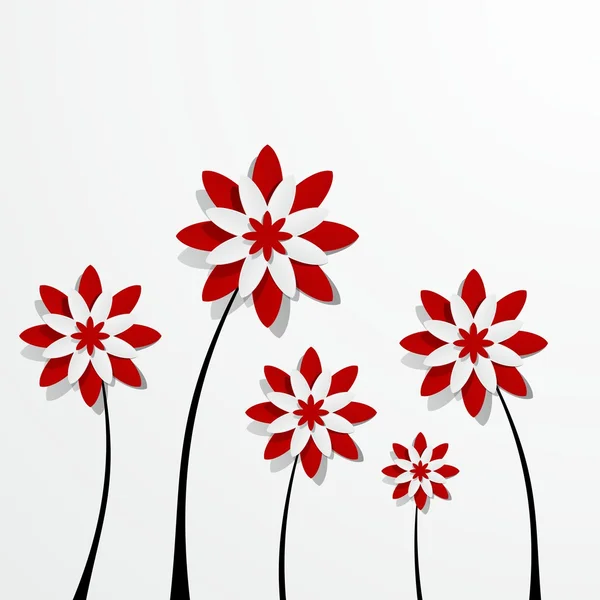 Decorative Red Flowers — Stock Vector