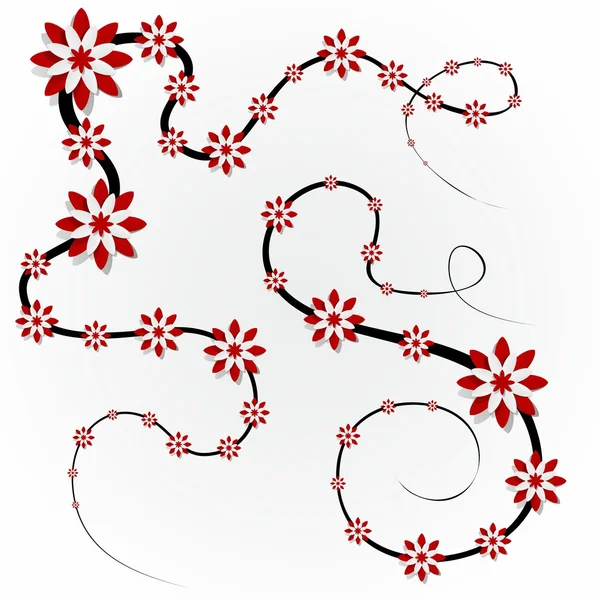 Flores rojas decorativas — Archivo Imágenes Vectoriales