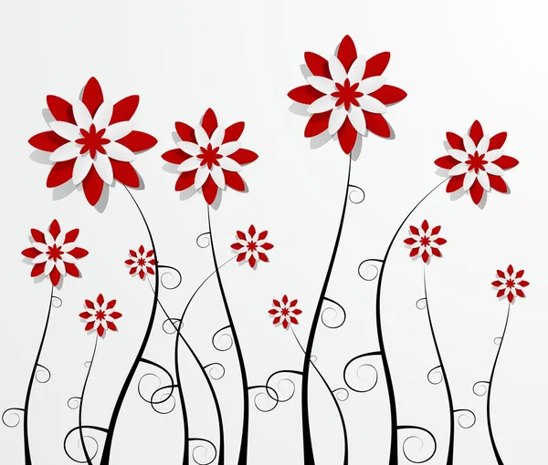 Decorative Red Flowers — Stock Vector