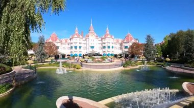 Disneyland Paris, France - September 7 2020 : Main entrance of the Disneyland Paris Park