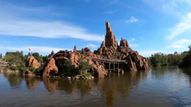 Disneyland Paris, France - September 7 2020 : Big Thunder Mountain Rollercoaster at Disneyland Paris Park