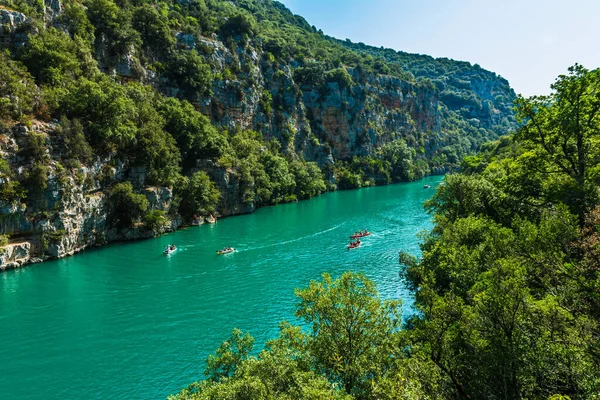 Sentier Garde Canal Quinson Verdon Lower Gorge Lake Sainte Croix — стокове фото