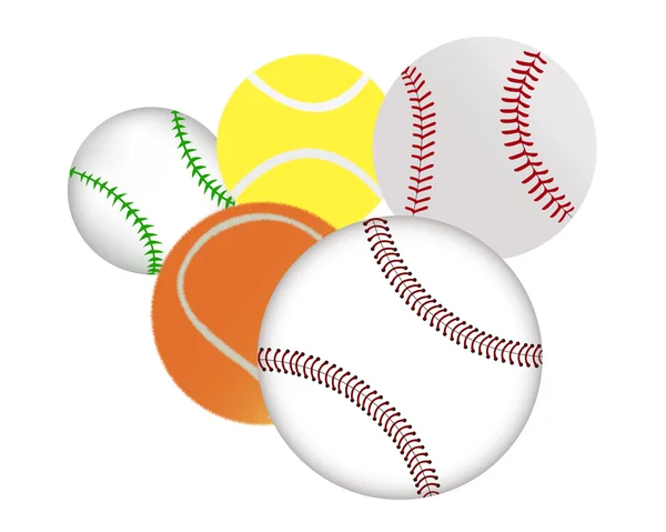 Tennis e palle da baseball — Vettoriale Stock