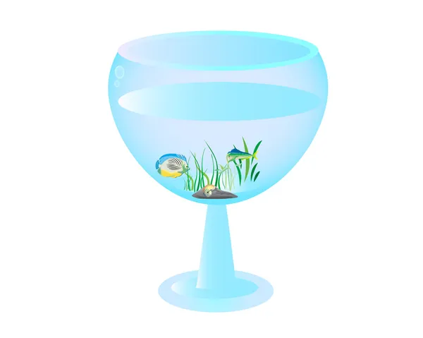 Hohes Weinglas Aquarium mit Fischen — Stockvektor