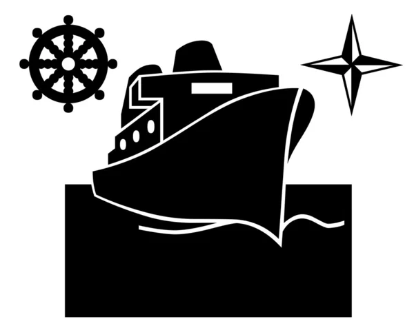 Barco en el agua — Vector de stock