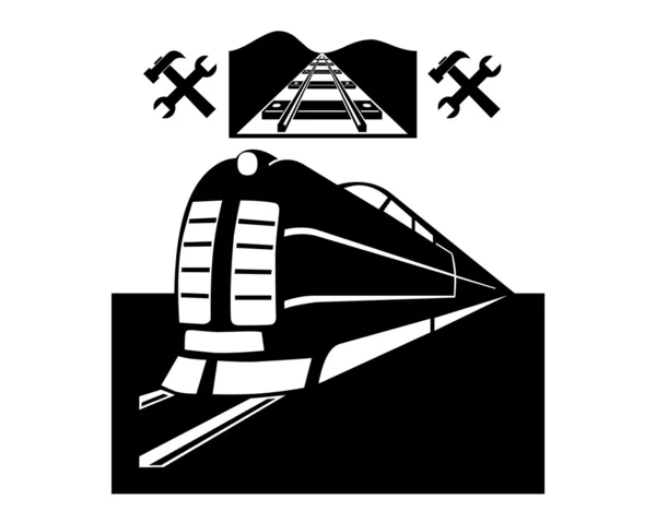 Zug und Eisenbahnlinie — Stockvektor