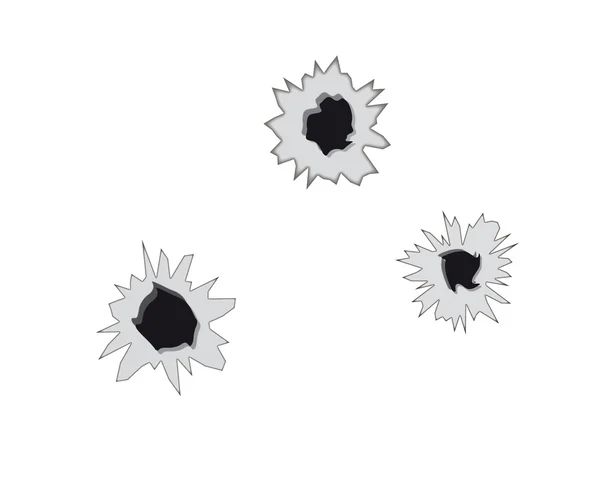 Three bullet holes — Stock Vector