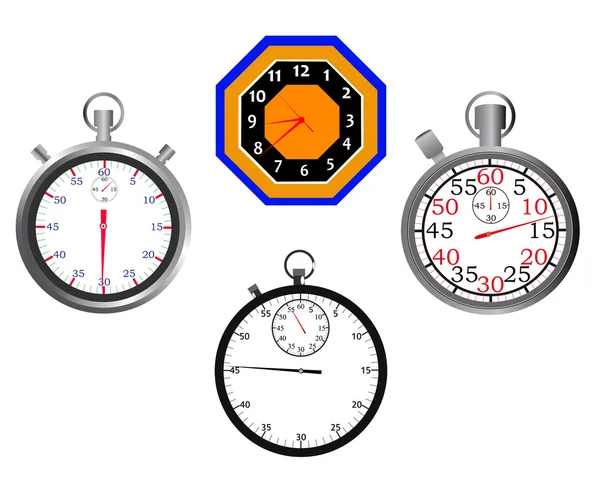 Stop watches and clocks — Stock Vector