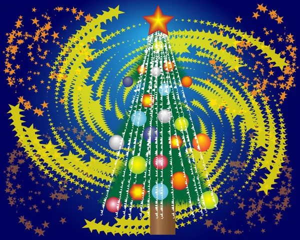 Kerstboom en een ster — Stockvector