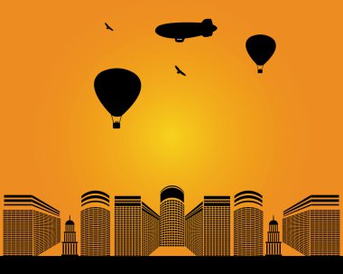 Şehir binaları zeppelin