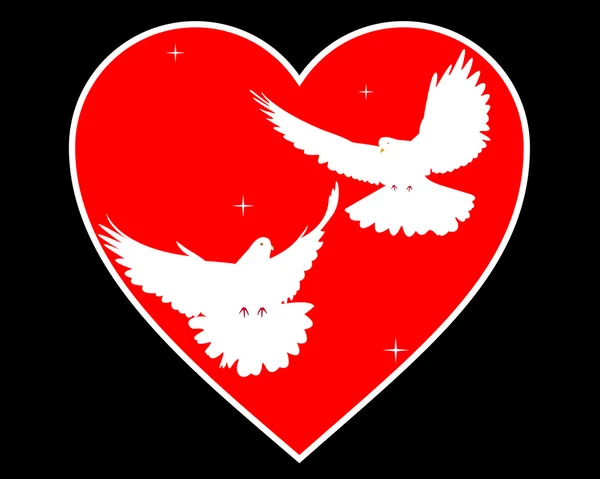 Doves in heart — Stock Vector