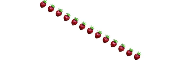 Model colorat de căpșuni sălbatice pe un fundal alb. concept - ambalaj sau tapet din fructe de padure naturale — Fotografie, imagine de stoc